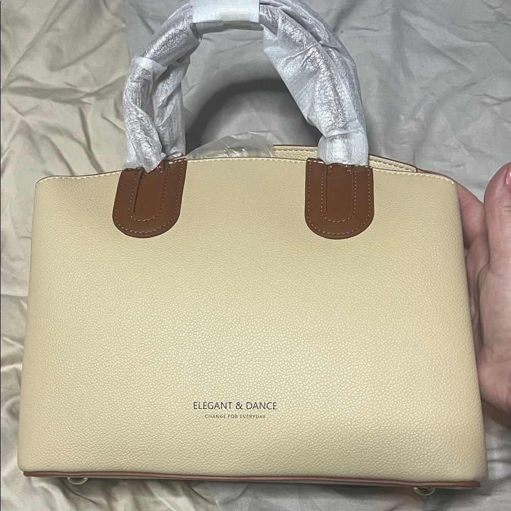 Cream and Brown Women's Bag. Foxlover